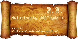 Malatinszky Mátyás névjegykártya